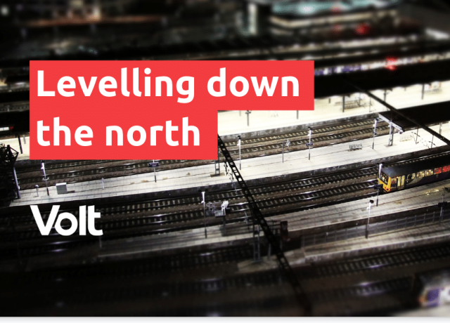 Leveling down the north - a top down image looking at the rail lines